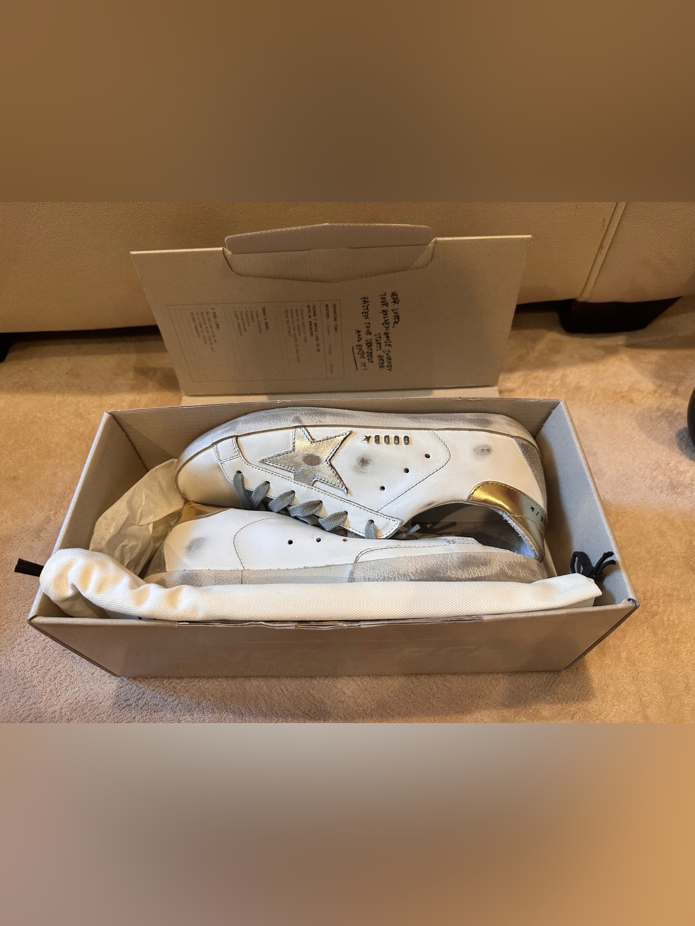 Golden Goose Super-Star Sneakers White Silver Gold Size 37 EU / US 7 NIB - Picture 3 of 15